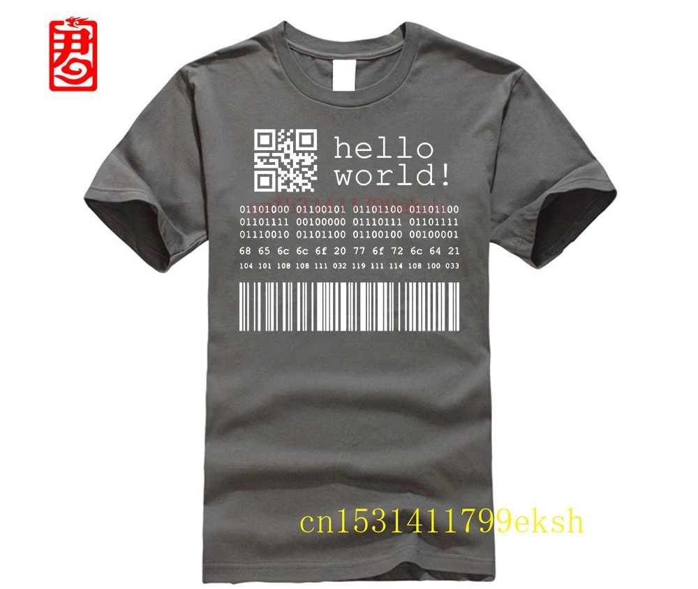 Футболка мужская с надписью хлопок Java программатор компьютер Hello World Code Linux Geek Team