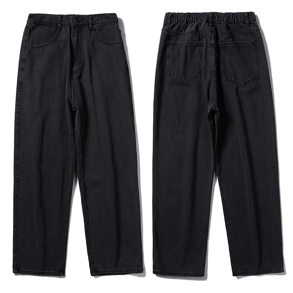 Solid Jeans Men Fashion Loose Straight Casual Pants Soft Denim Man Cowboy Streetwear Hip Hop Trousers Male Spring Autumn