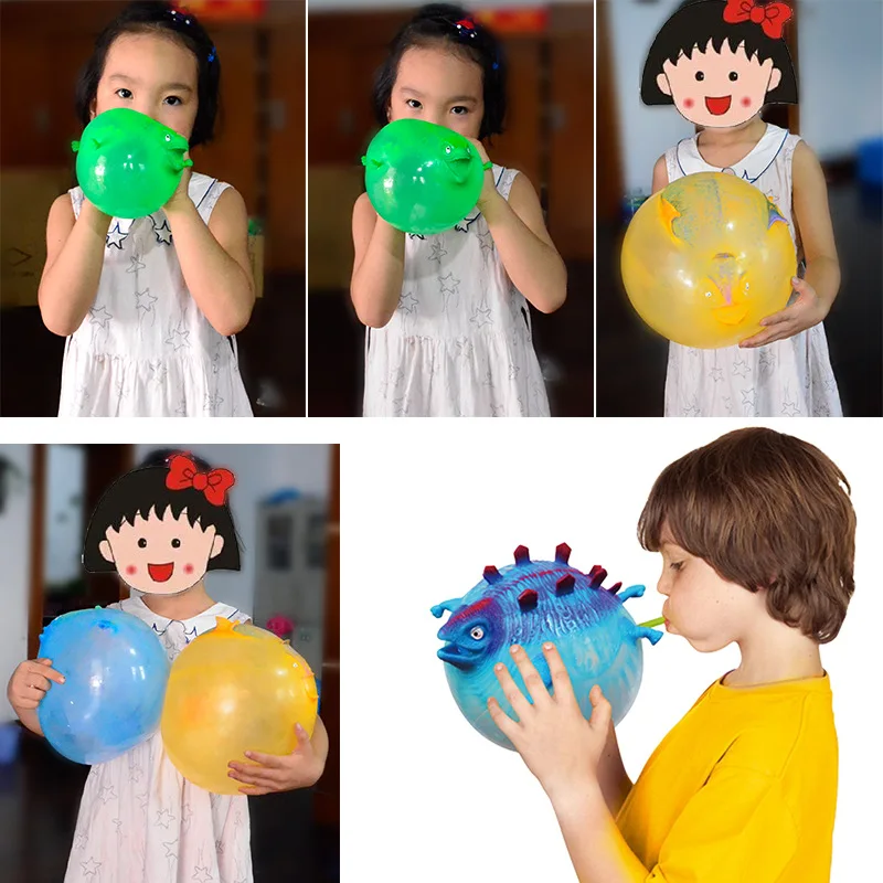

Novelty Squishy Funny Blowing Dinosaur Toys Anxiety Stress Relief Inflatable Dinosaur Balloon Squeeze Ball kids Novelty Party
