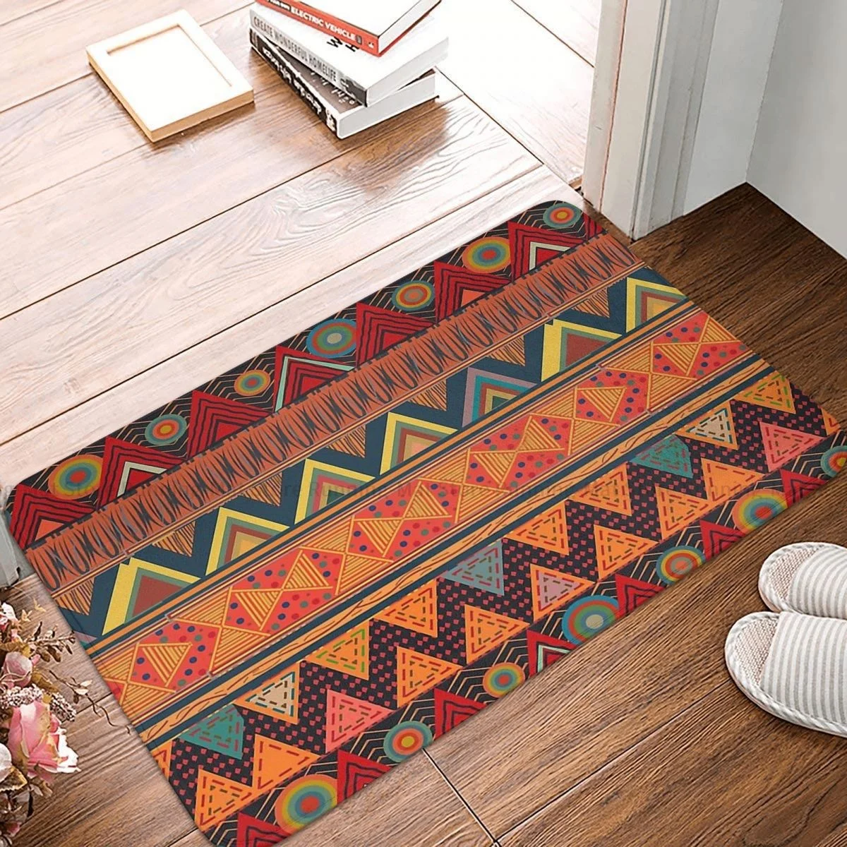 

Bathroom Mat Tribal Ethnic Earth Colors Doormat Living Room Carpet Outdoor Rug Home Decoration