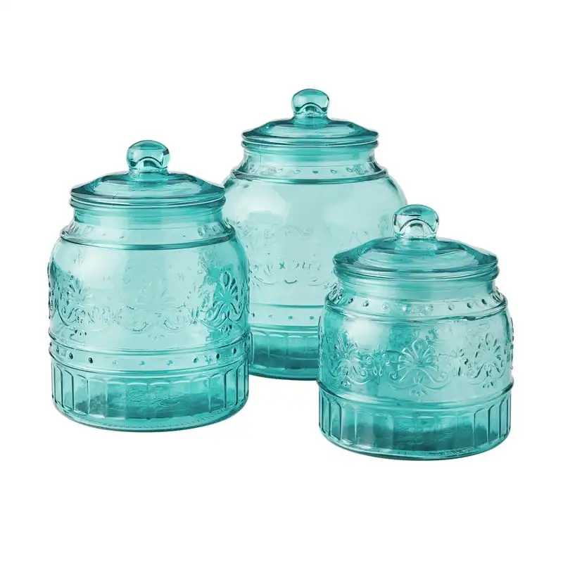

Glass Canister 3 Pc Set, Teal