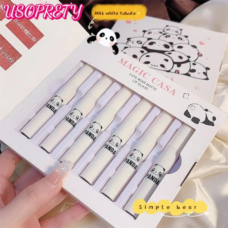 

2022 New Six Packs CASA Cute Bear Lip Glaze Set Matte Velvet moisturized Waterproof Long Lasting Matte Lipstick Gift Box Makeup