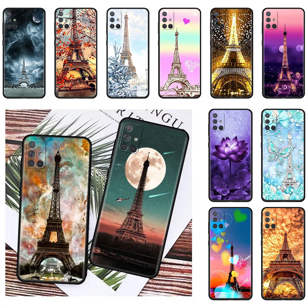 

Eiffel Tower Fashion Case For Samsung Galaxy A12 A51 A32 A31 A52 A21s A71 A02s A72 A11 A41 A22 A42 Black Soft Phone Cover