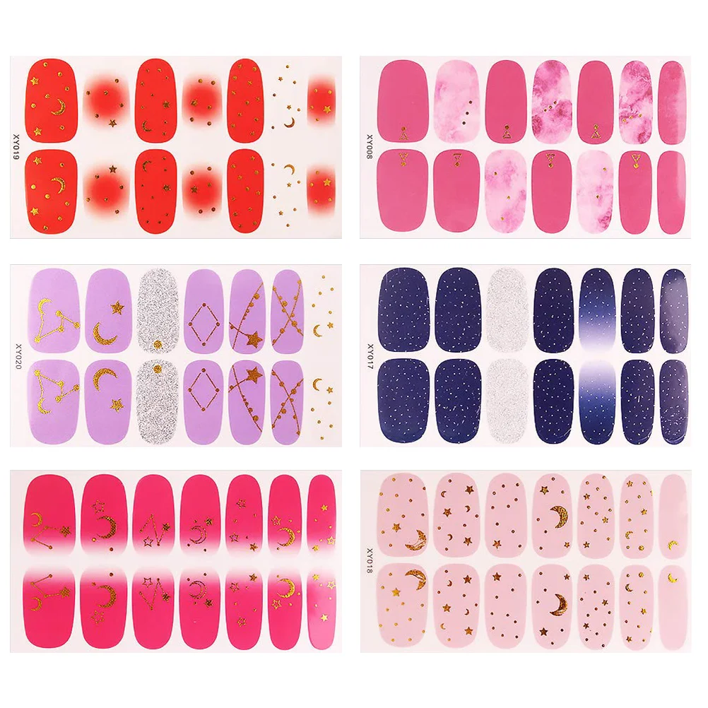 

6 Sheets Nail decal Finger Toe Nail Manicure DIY Decor for Manicure Salon Home Party Costume Gift ( Random Style )