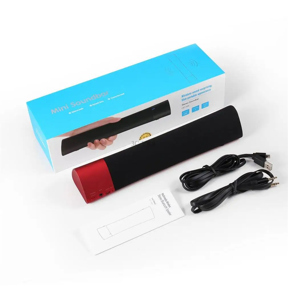 Mini Soundbar Compact Portable Multimedia Wireless Stereo Speaker 4.1 with 3.5mm Audio Port 3 Colors