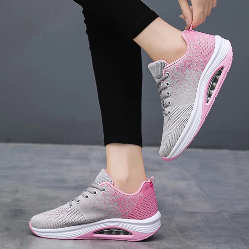 Women's Sneakers Classical Walking Shoes Knitted Cushioned Breathable Casual Outdoor Trekking Shoes