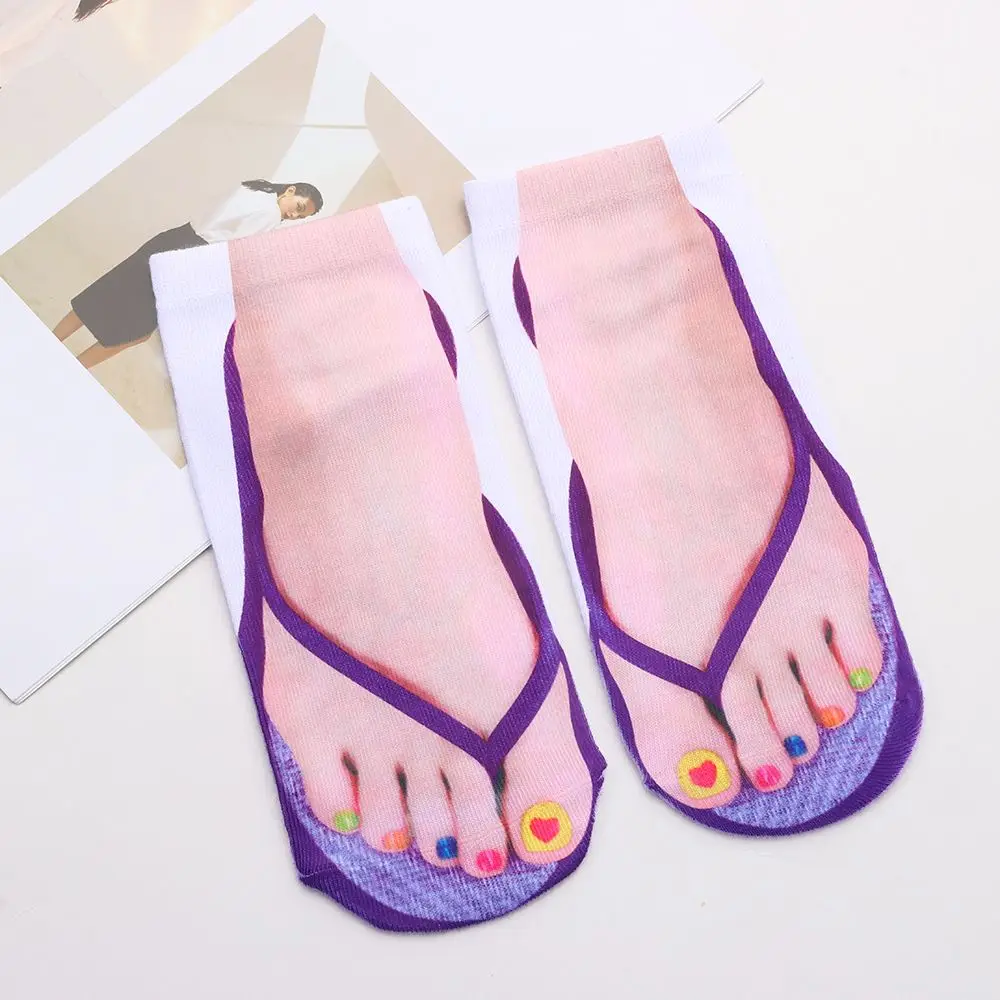 

Unisex Comfortable Soft Cotton Hosiery Novelty Socks 3D Print Ankle Socks Low Cut Ankle Sock Flip Flops Design Socks