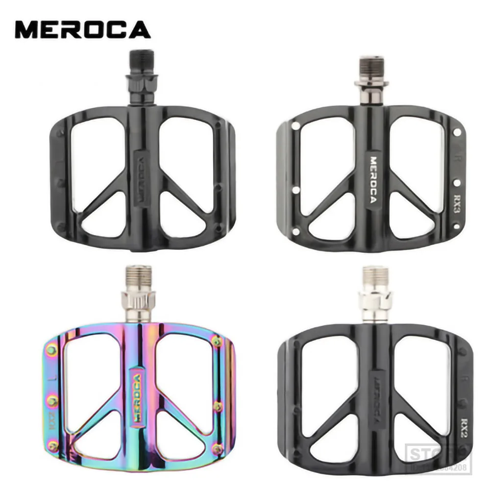 

Педаль из алюминиевого сплава для горного велосипеда MEROCA BMX DU/3 подшипника, герметичные противоскользящие стальные гвозди, Плоские Педали высокой прочности