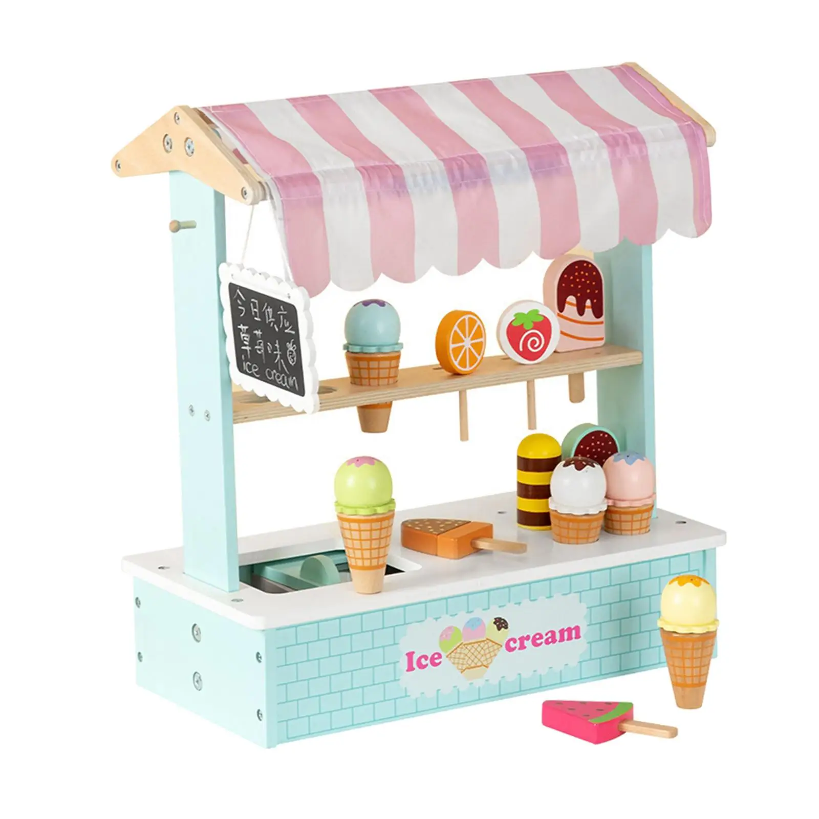 

Wooden Ice Cream Toys Pretend Play Toddlers Ice Cream Counter