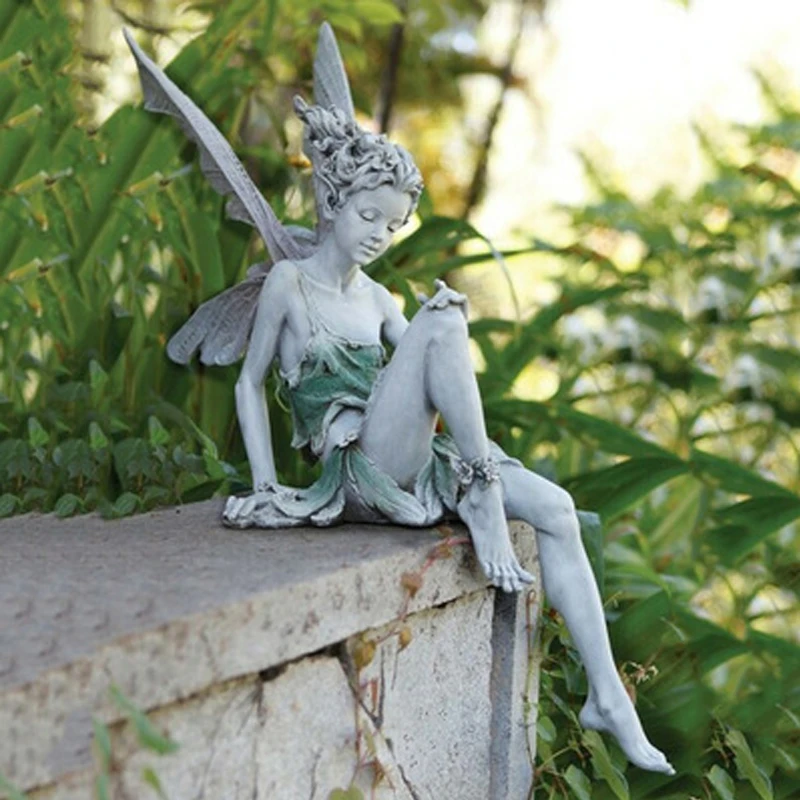 

Tudor and Turek Resin Sitting Fairy Statue Toy Garden Decoration Porch Sculpture Yard Craft Beautification Home Garden Doll