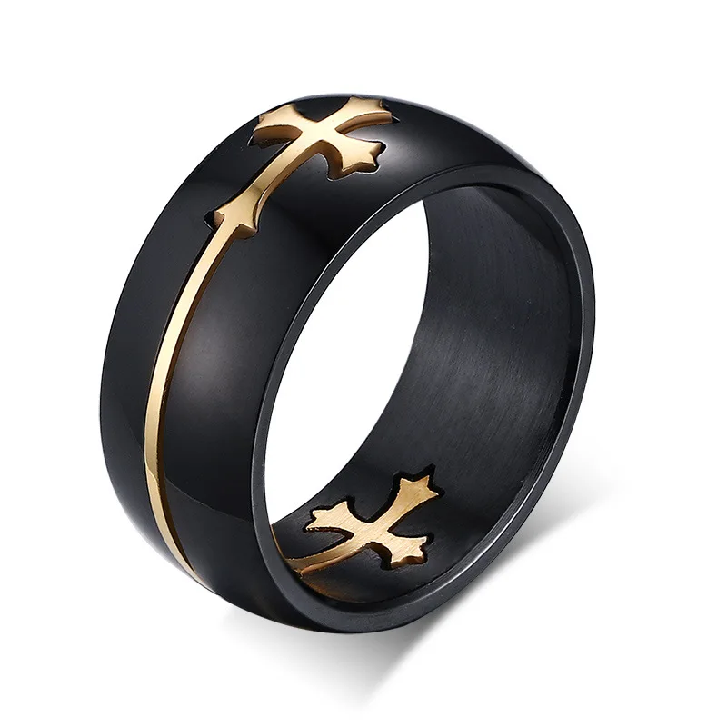 

Gold Silver Color Cross Ring for Women Men Black Stainless Steel Cool Ring Male Casual Jewelry Wedding Band Separable Ring