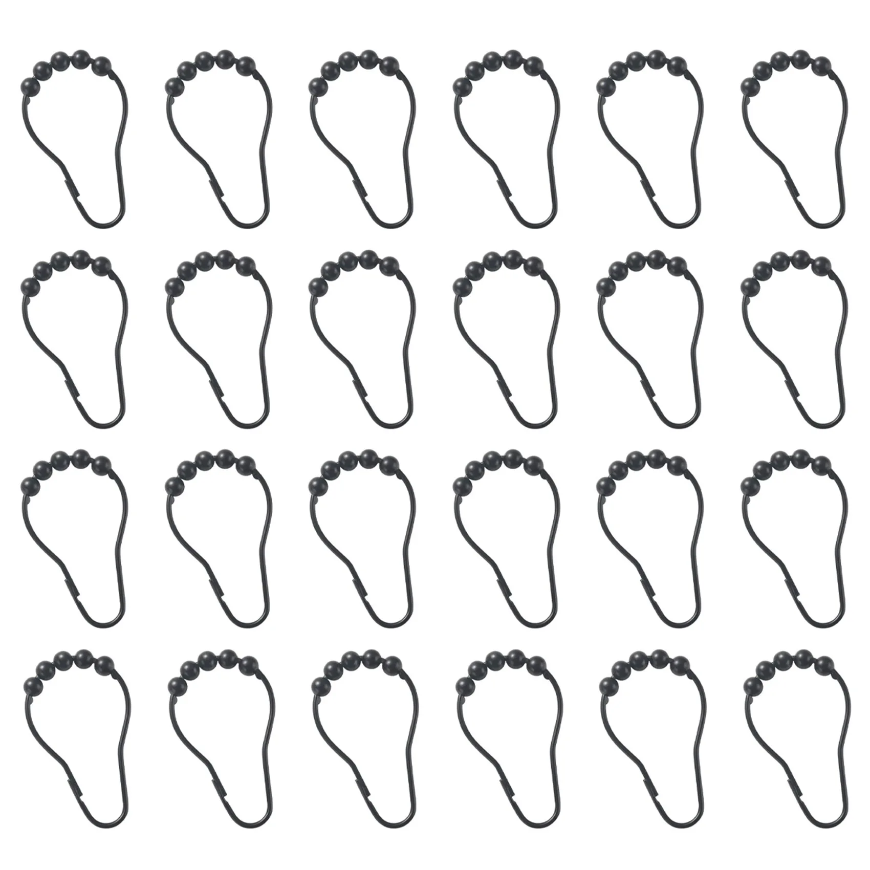 

Занавески для душа, крючки, кольца для штор, кольца для ванной комнаты, душевые штанги, занавески, набор из 24 черных