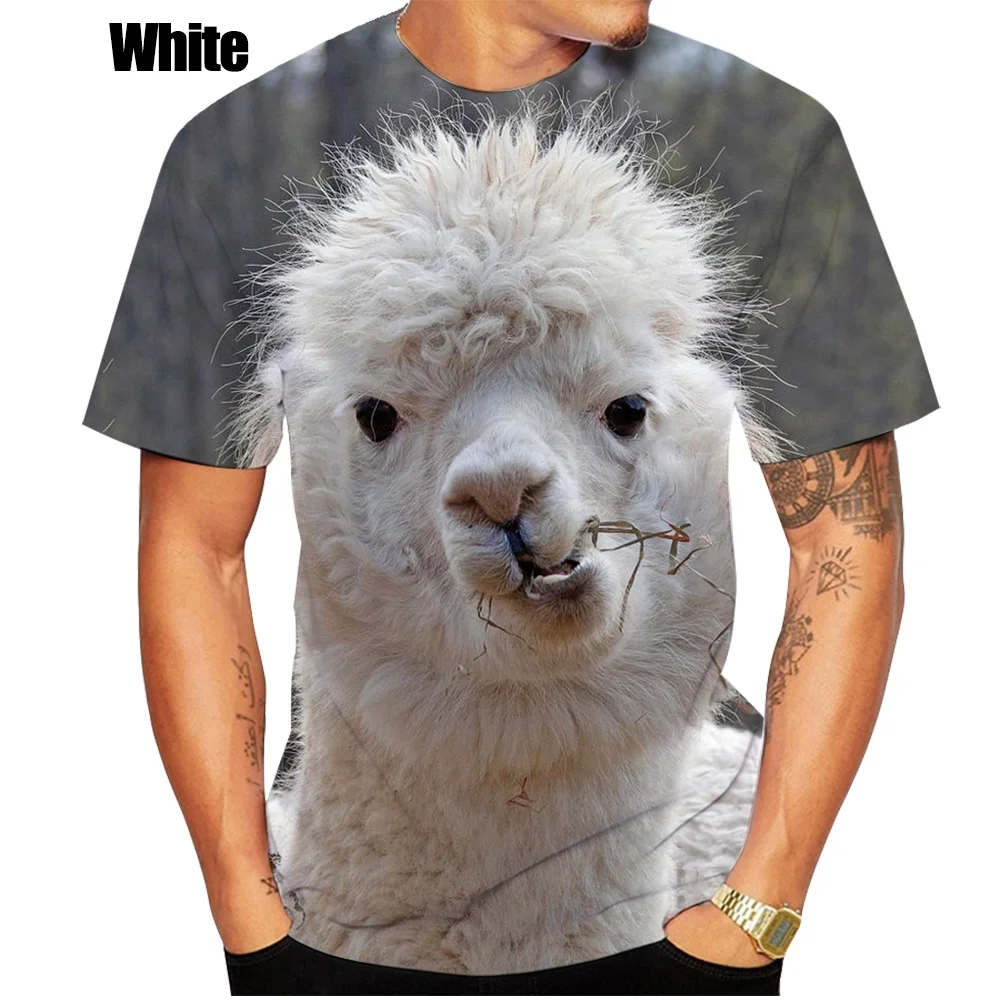 2022 Men's and Women Summer Hot Fashion Animal Funny Alpaca 3D-printed Casual Short-sleeved T-shirt Tops