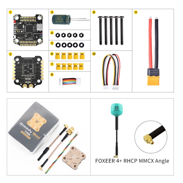 SpeedyBee F405 V3 + 50A BLS 4in1 ESC + TX800 + Foxeer 4+ RHCP MMCX 90°