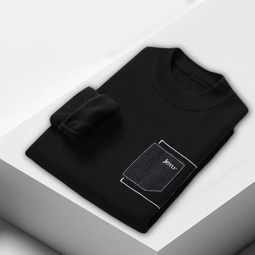 

Trendy Men Solid Color Slim Fit Basic Sweater Jumper Pullover Sweater Soft Cold Resistant
