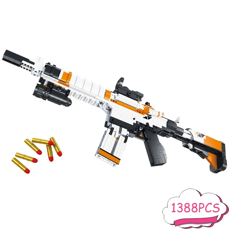 

1388PCS Technology Shooting M4A4 Guns Military Rifle Ww2 Building Blocks Toys War Bricks Boys Children Gifts Model Game Moc