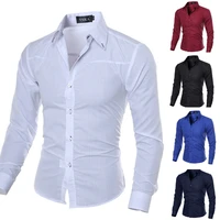 mens luxury casual formal shirt long sleeve slim fit business dress shirts tops