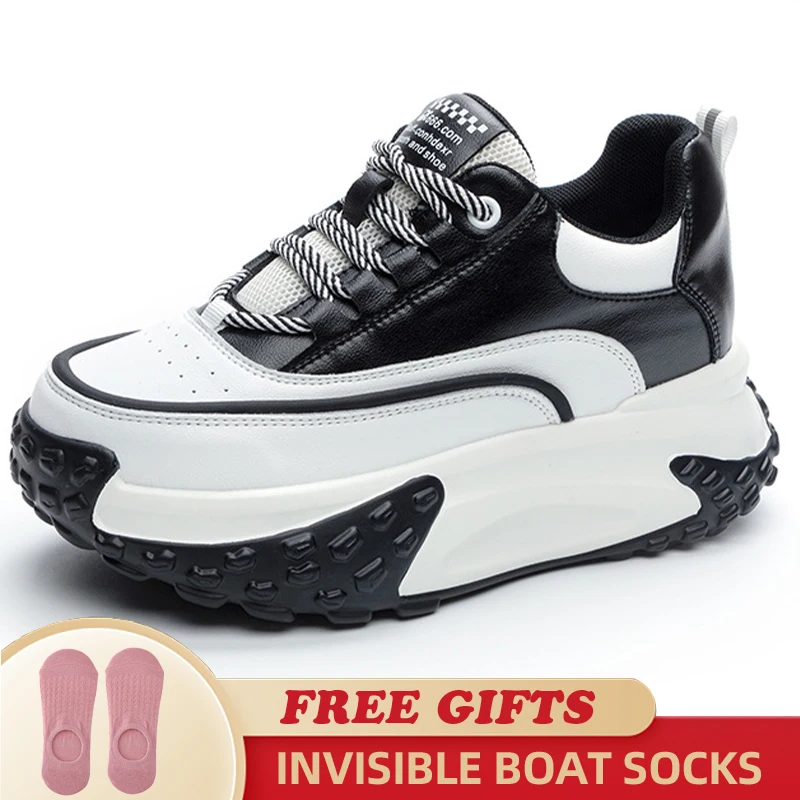 2023 Fashion New Genuine Leather Comfy High Brand Breathable Shoes Chunky Sneaker Spring Summer Platform Women Wedge Shoes