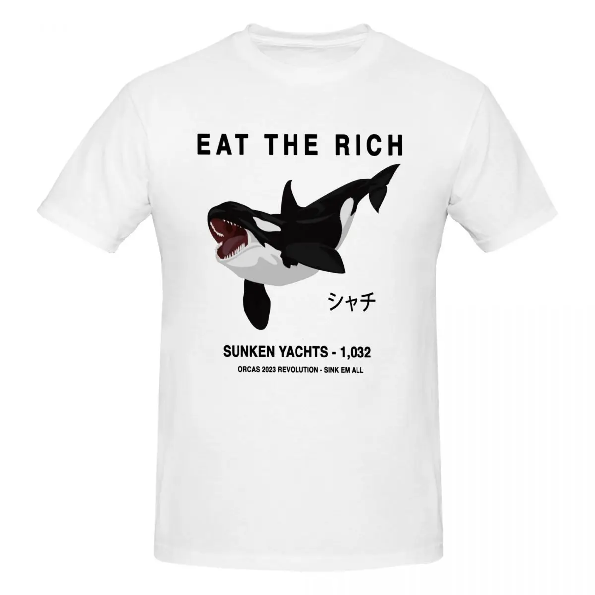 Фото Мужская забавная дизайнерская футболка Oceangate Eat The Rich, Женская хлопковая рубашка с круглым вырезом и рукавами №1