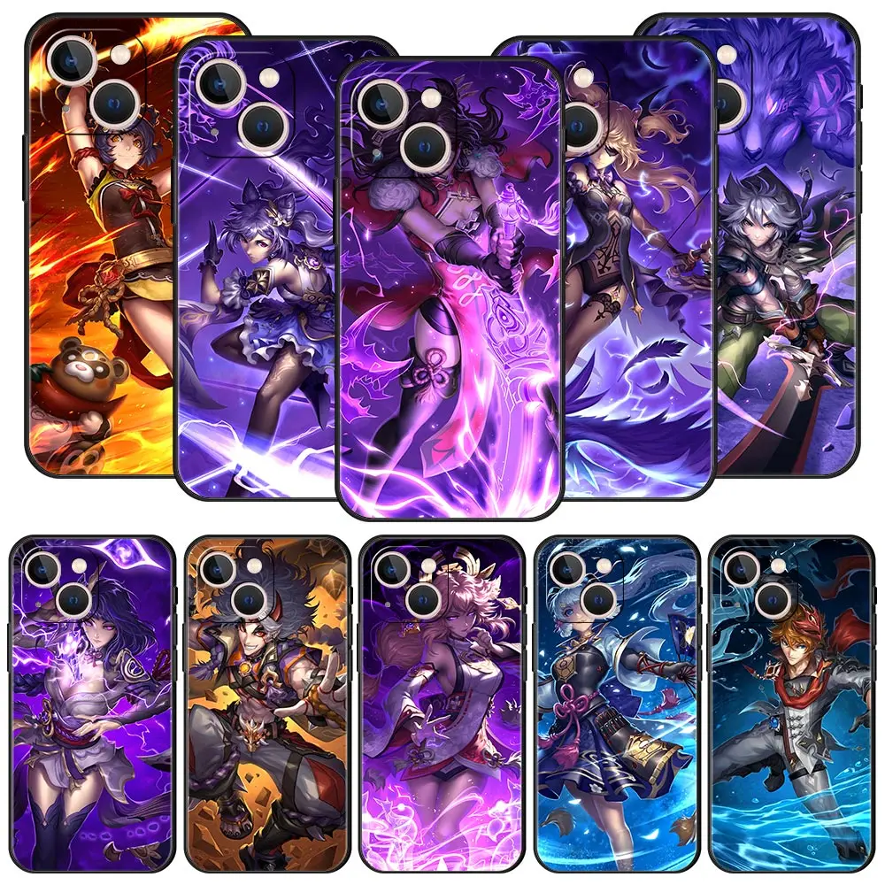 Genshin Impact Game Art Luxury Phone Case For iPhone 13 12 11 Pro Max Mini 7 8 Plus Shell iPhone X XR XS Max SE 2022 Black Cover