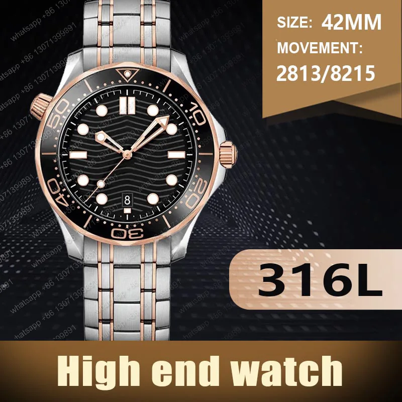 Top Quality Mens Watch 42mm Waterproof Automatic Movement Mechanical Wristwatches Free Shipping