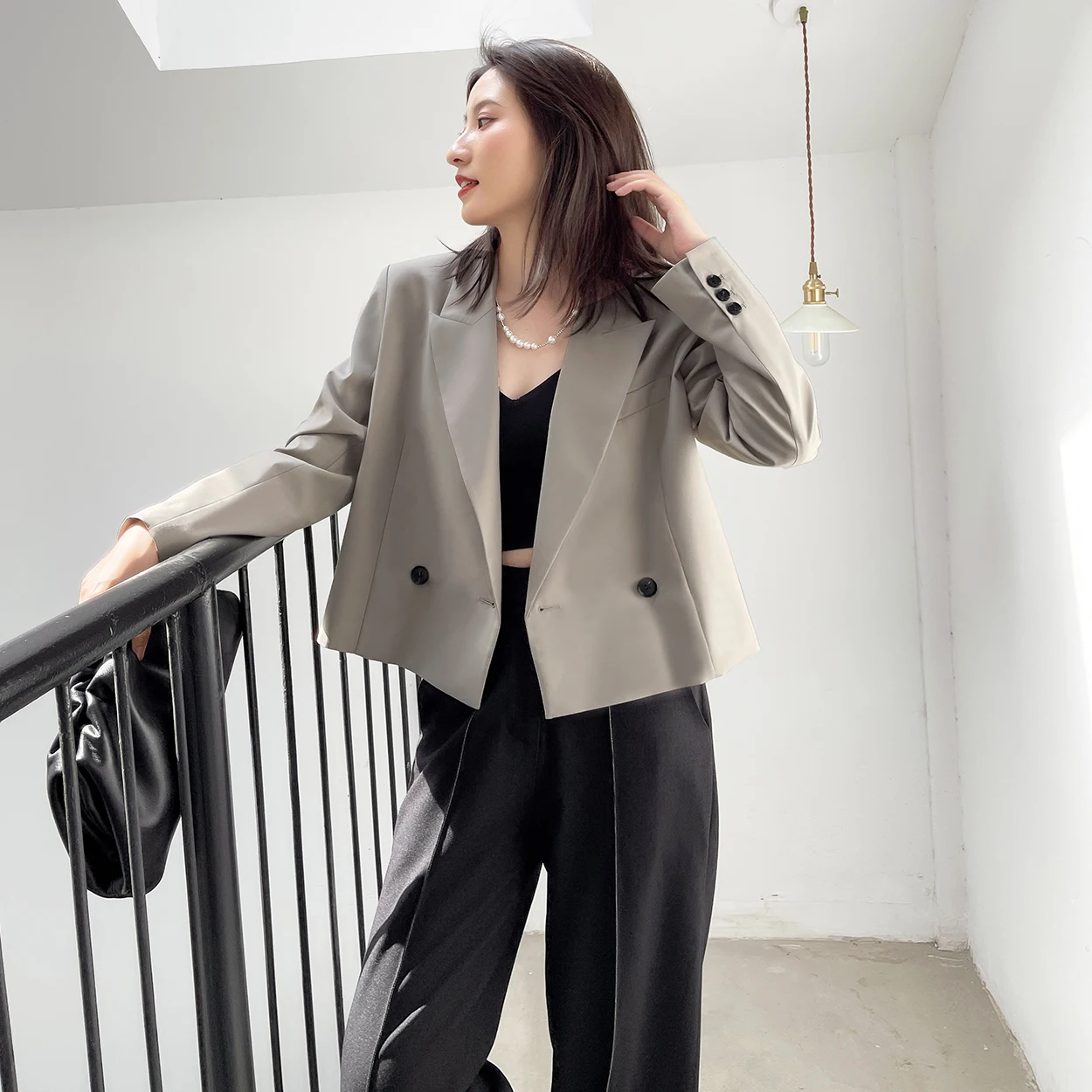 Новинка весна-осень 2022 Короткий Повседневный темпераментный жакет серый