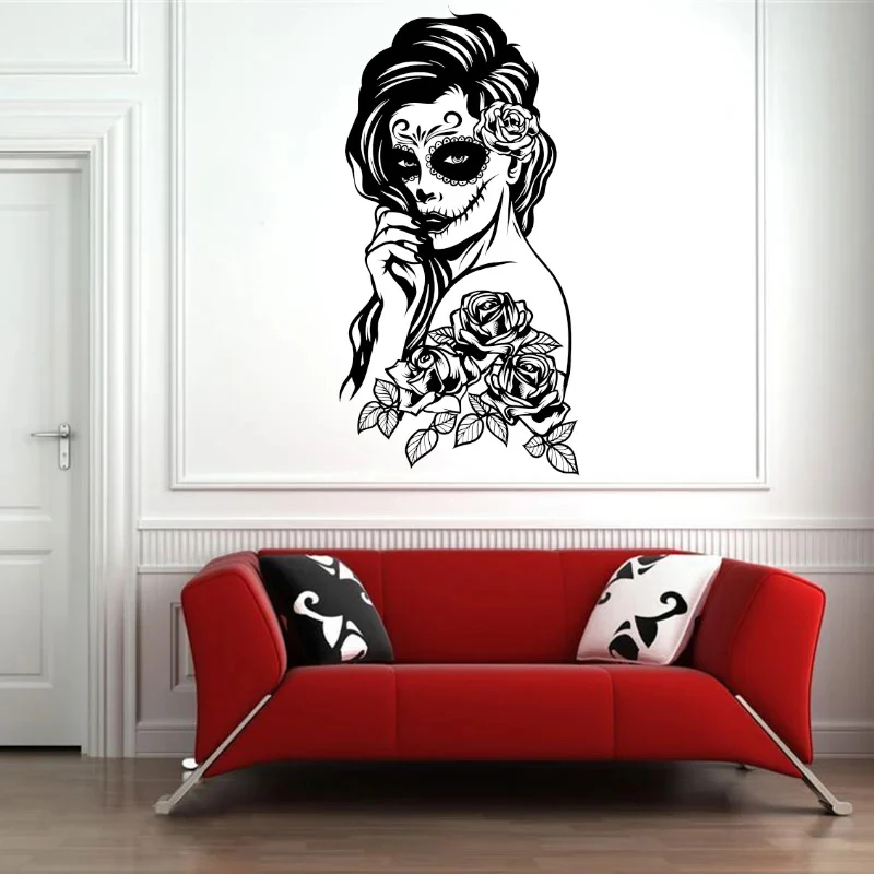 Виниловая наклейка на стену в современном стиле тема животного череп женский