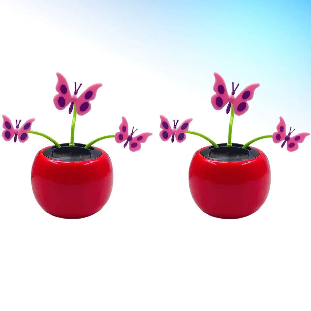 

2pcs Car Ornament Solar Powered Car Decoration Car Interior Swing Gift for Dashboard