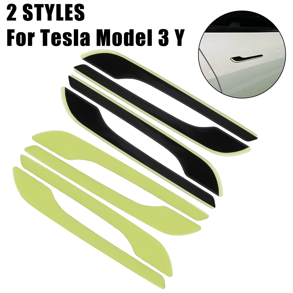 

Door Handle Cover Protector Sticker Car Sticker 2022 Auto Styling Accessorie Luminous Handle Kit For Tesla Model 3 Model Y