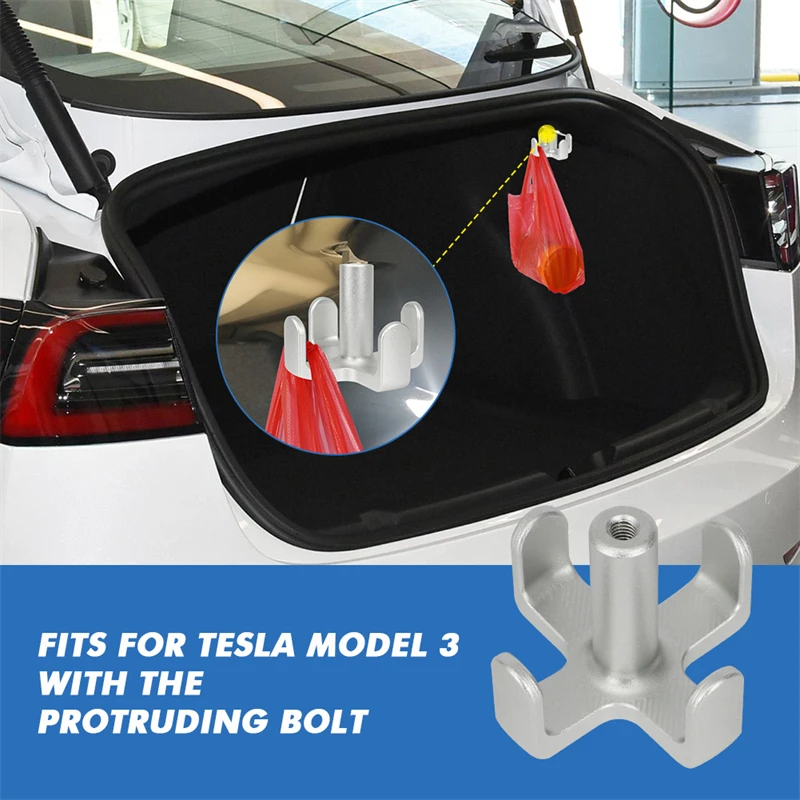 

[Upgrade Version] For Tesla Model 3 10KG Trunk Grocery Bag Hook 2018 2019 2020 2021 2022 Car Aluminum InteriorAccessories