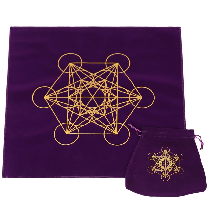 Flower of Life Divination Tablecloth Metatron Tarot Card Tablecloth Altar Cloth Board Game Card Pad for Psychologists