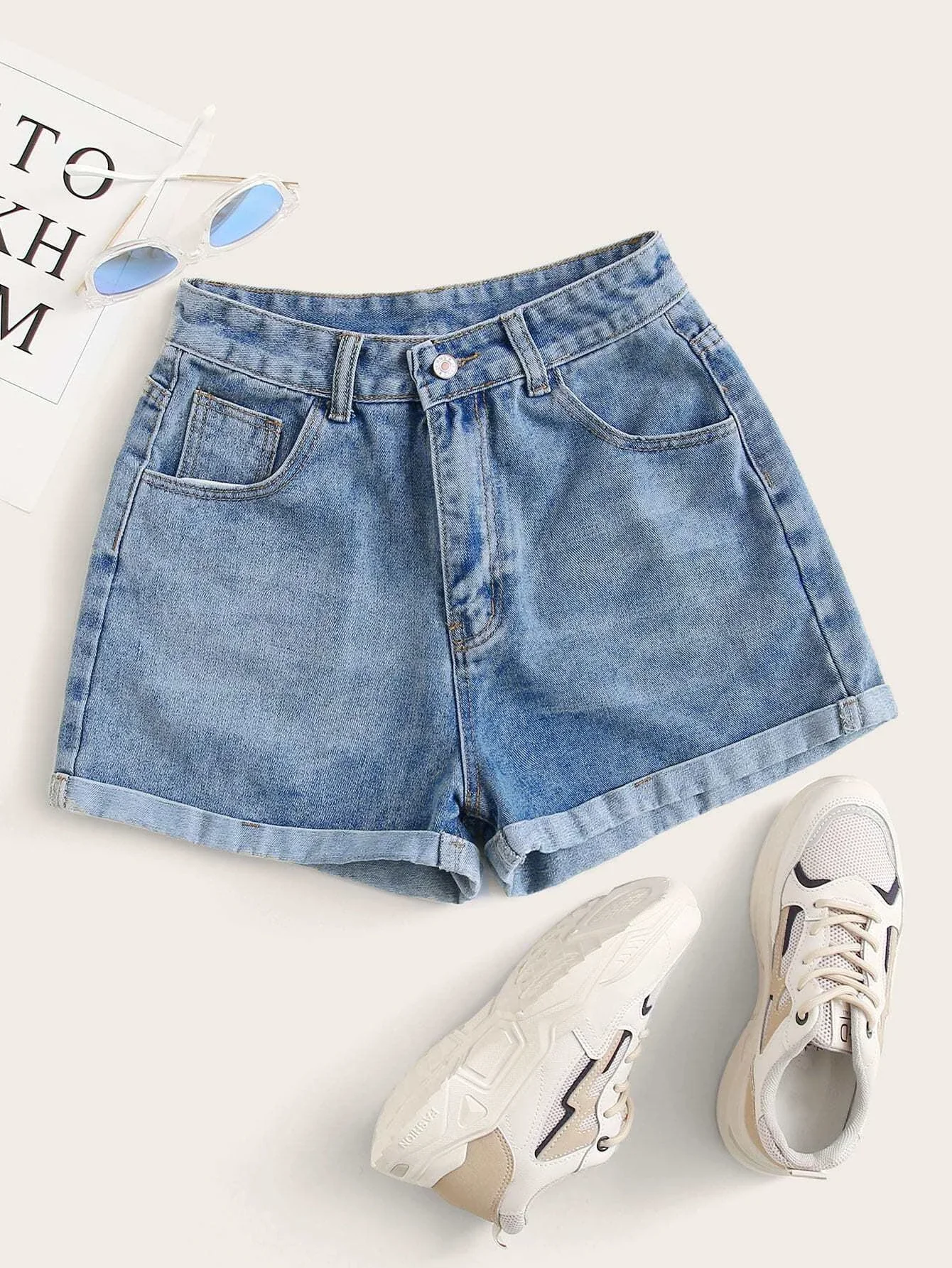 

Roll Up Hem Denim Shorts