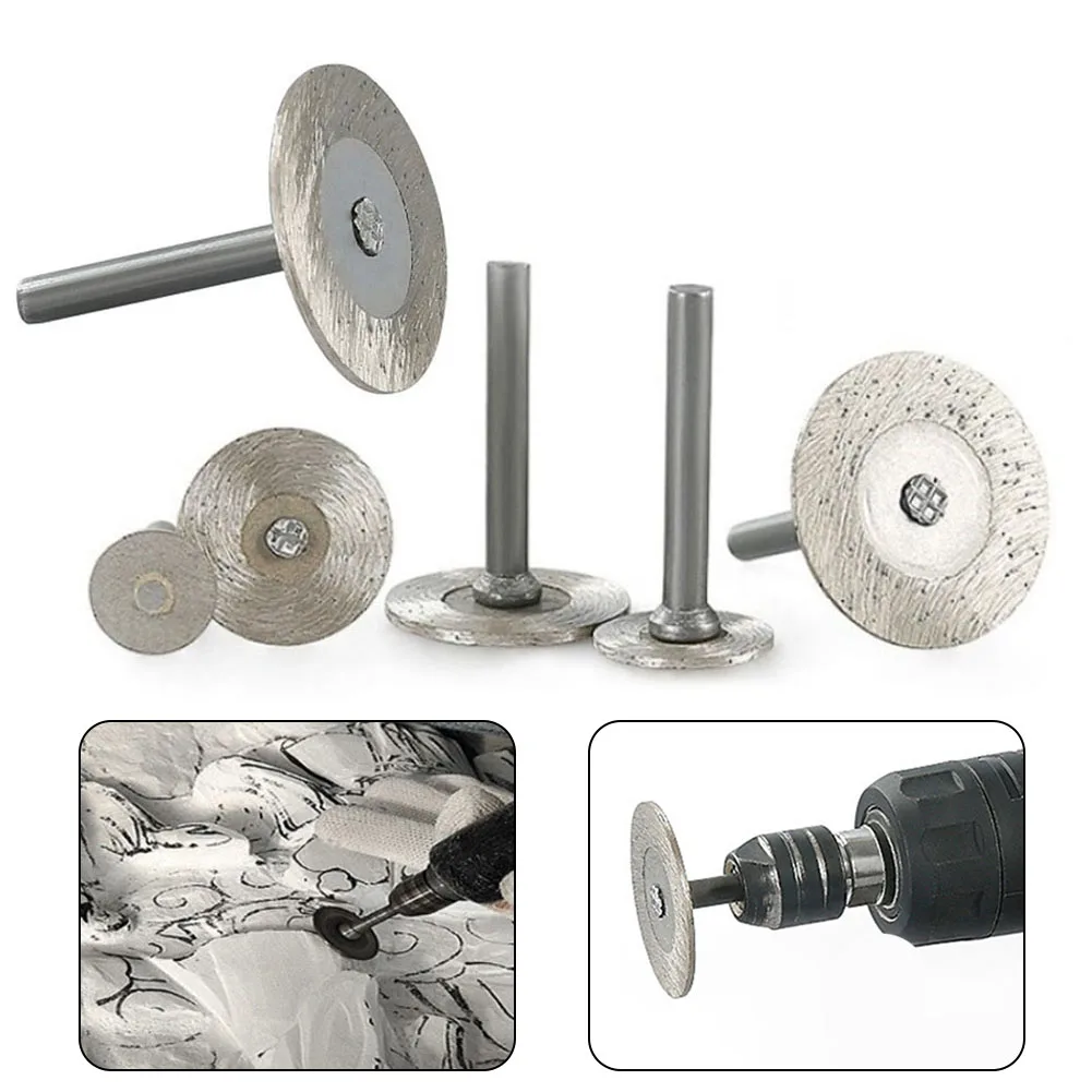 6PCS 6mm Shank Circular Stone Diamond Cutting Disc Carving Grinding Rotary Tool  For Wood Metal Stone Granite Marble 15-40mm