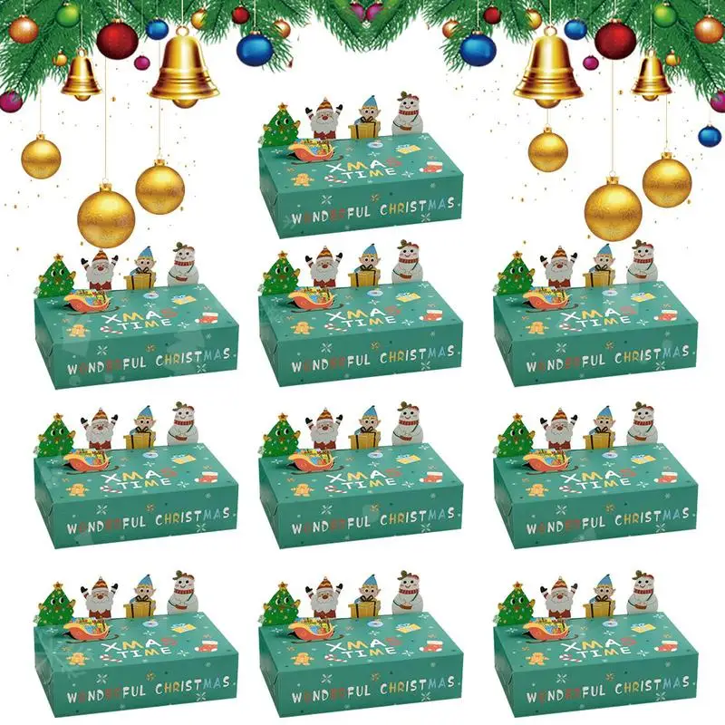 

Christmas Cookies Boxes Holiday Gift Box Paper Santa Elk Snowman Christmas Candy Box Favor Boxes Party Supplies Favors 10 pcs