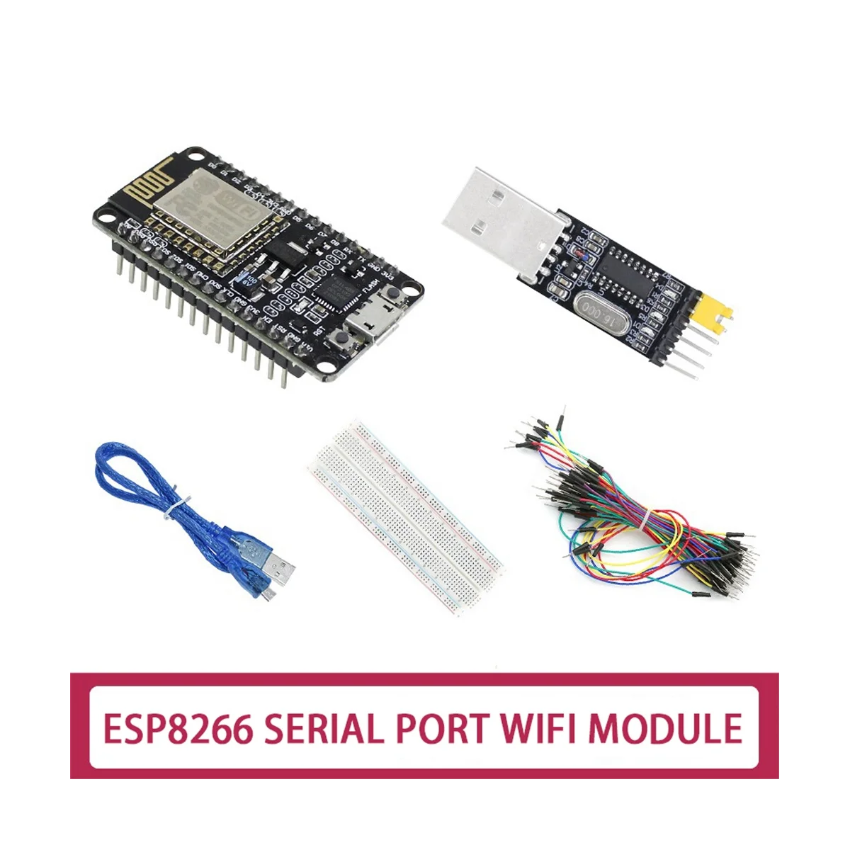 

ESP-12E ESP8266 CP2102 Nodemcu Lua V3 WIFI Development Board+USB To Serial Port Module+Bread Board+65 Jumper+USB