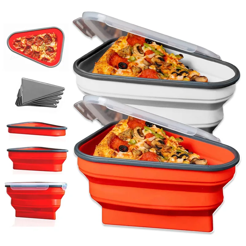 

Silicone Pizza Box Foldable Triangular Pizza Sandwich Pizza Box Portable Pizza Preservation Box Slice Container Kitchen Tools