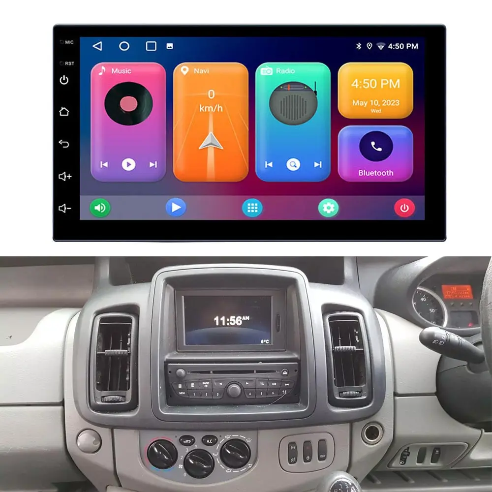 Фото Автомагнитола Android с CarPlay, GPS-навигацией и HD-камерой заднего вида для Nissan Primastar (дизель, бензин), шасси FWD X83 CAIXA №3