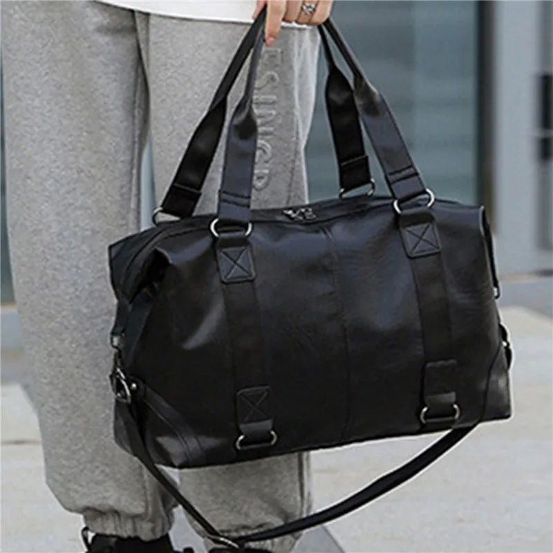 

2023 New Men's Business PU Travel Handbag Soft Leather Texture Shoulder Bag Sports TrainingLarge Capacity Handheld Crossbody