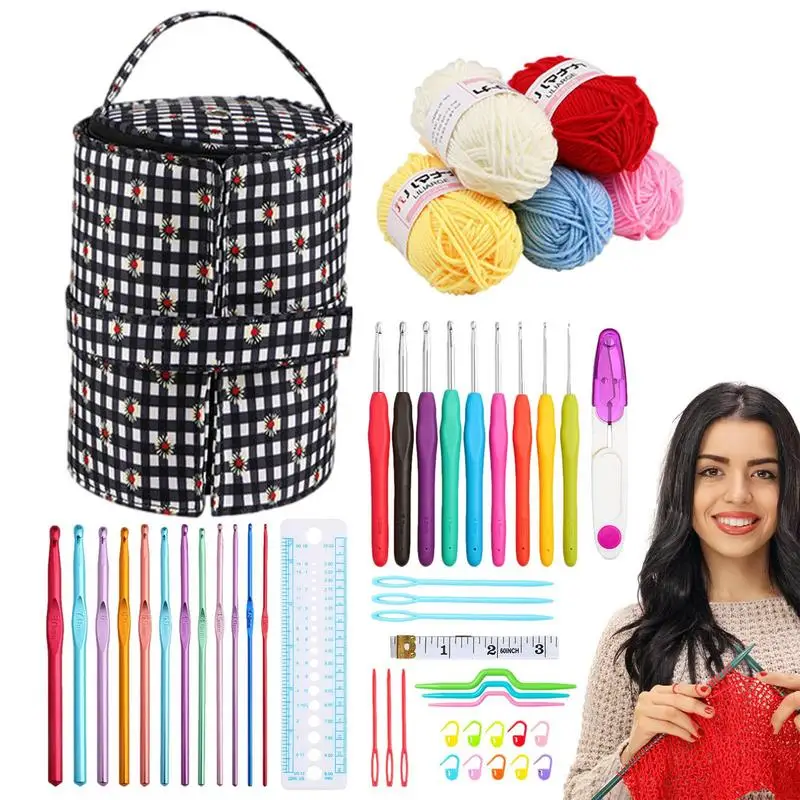 

Crochet Yarn Kits Yarn Hooks Crochet Set Ergonomic Crochet Supplies Portable Crochet Needle DIY Yarn Weaving Tool For Beginners