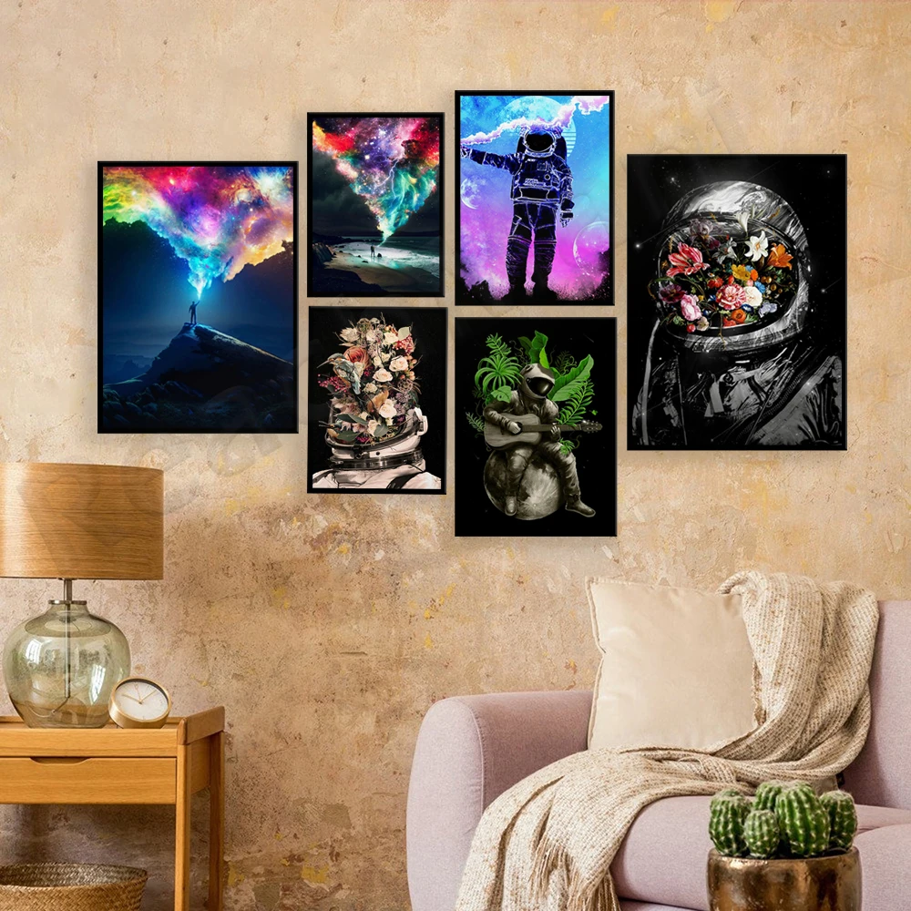 Farben im Himmel, astronaut soul poster, fantasy art, space galaxy astronomy abstract print modern home living room decor