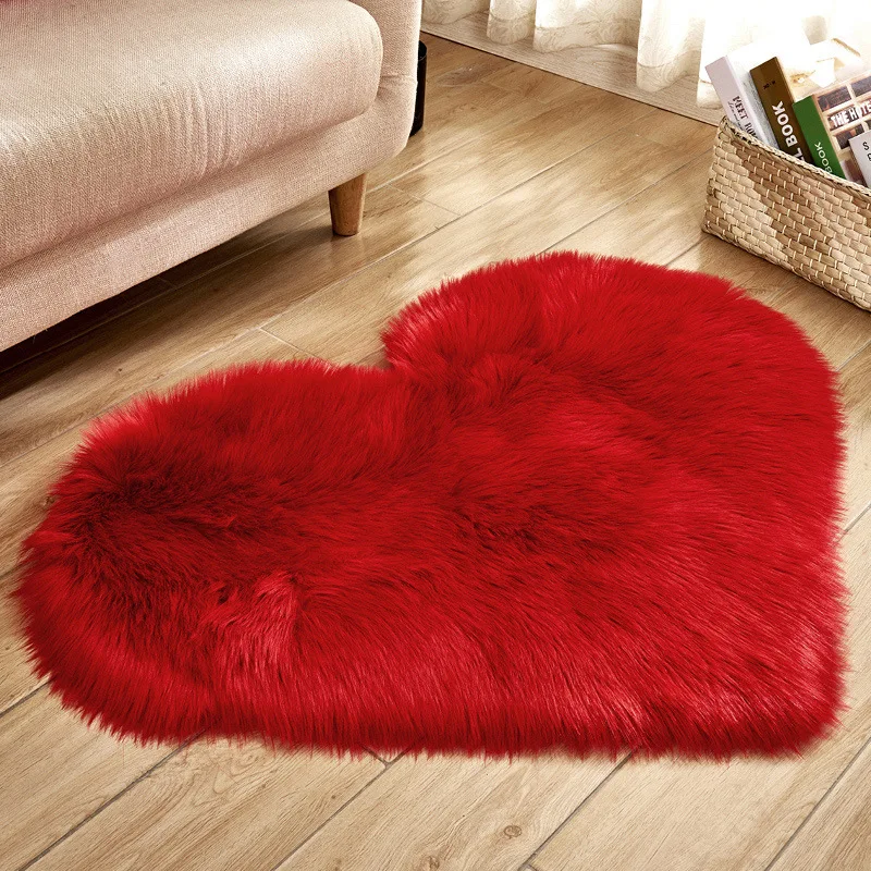 

Heart Shape Carpet Non-Slip Bedroom Mat Long Plush Pad Door Decor Ornament