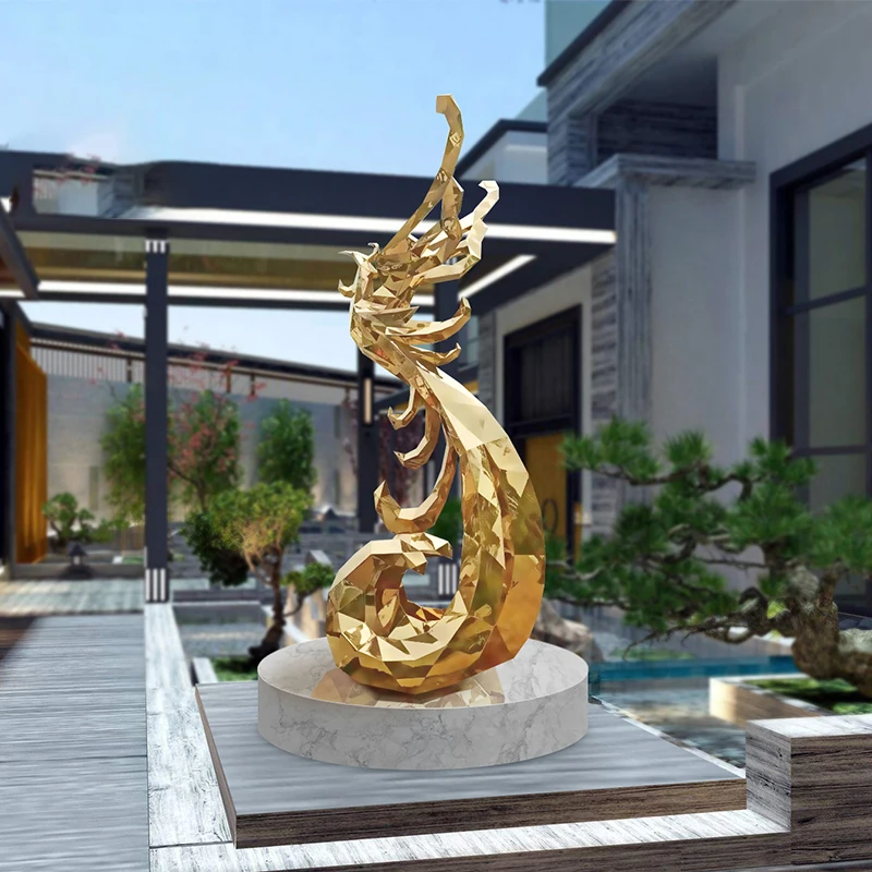 

High-end large mirror stainless steel sculpture square garden landscape floor ornaments