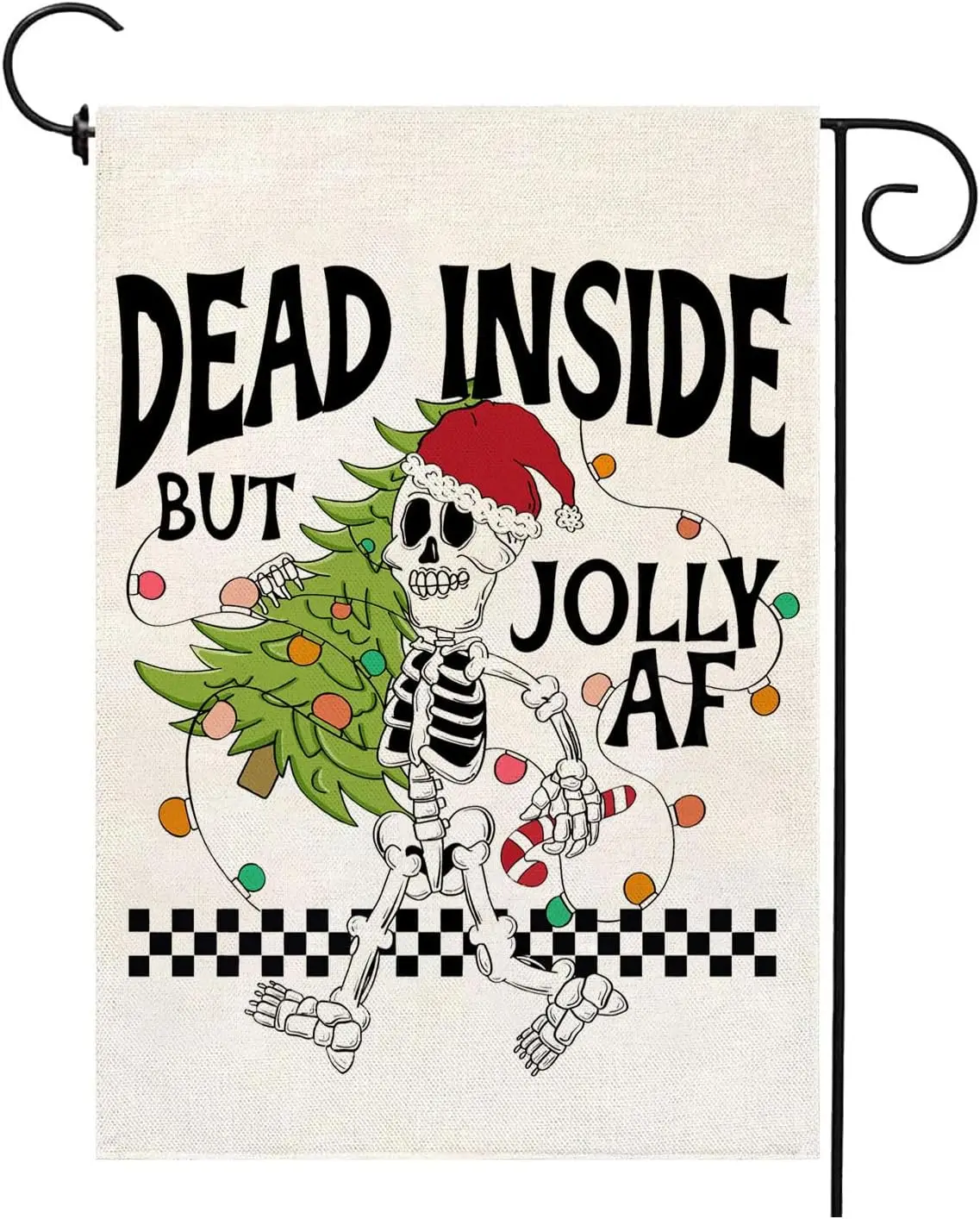 Рождественский садовый флаг забавный скелет мешковина 12x18 дюймов вертикальная