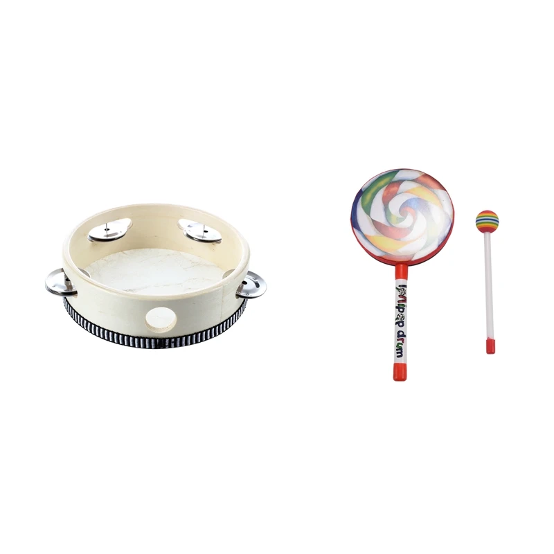 

HOT 2 Pcs 6 Inch Musical Tambourine Tamborine Drum Round Percussion Gift