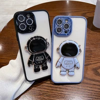 astronaut folding stand holder case for iphone 11 13 12 pro max glitter camera lens protector square pc hard cover bumper