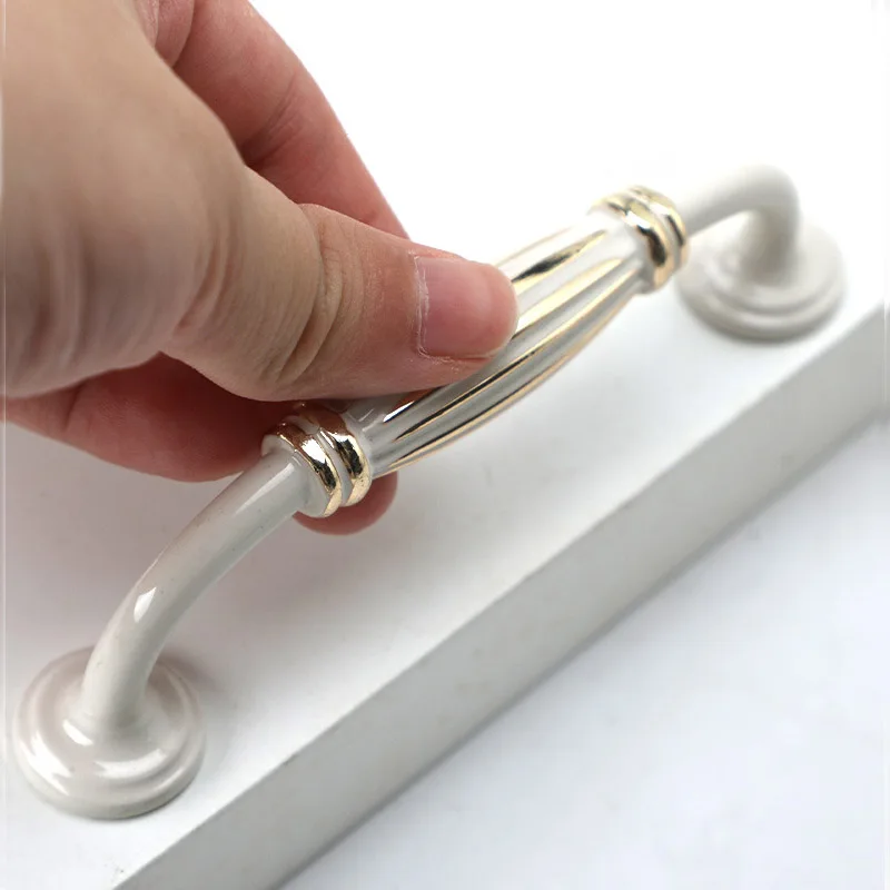 Европейские ручки для шкафа цвета слоновой кости цинковые кухонного