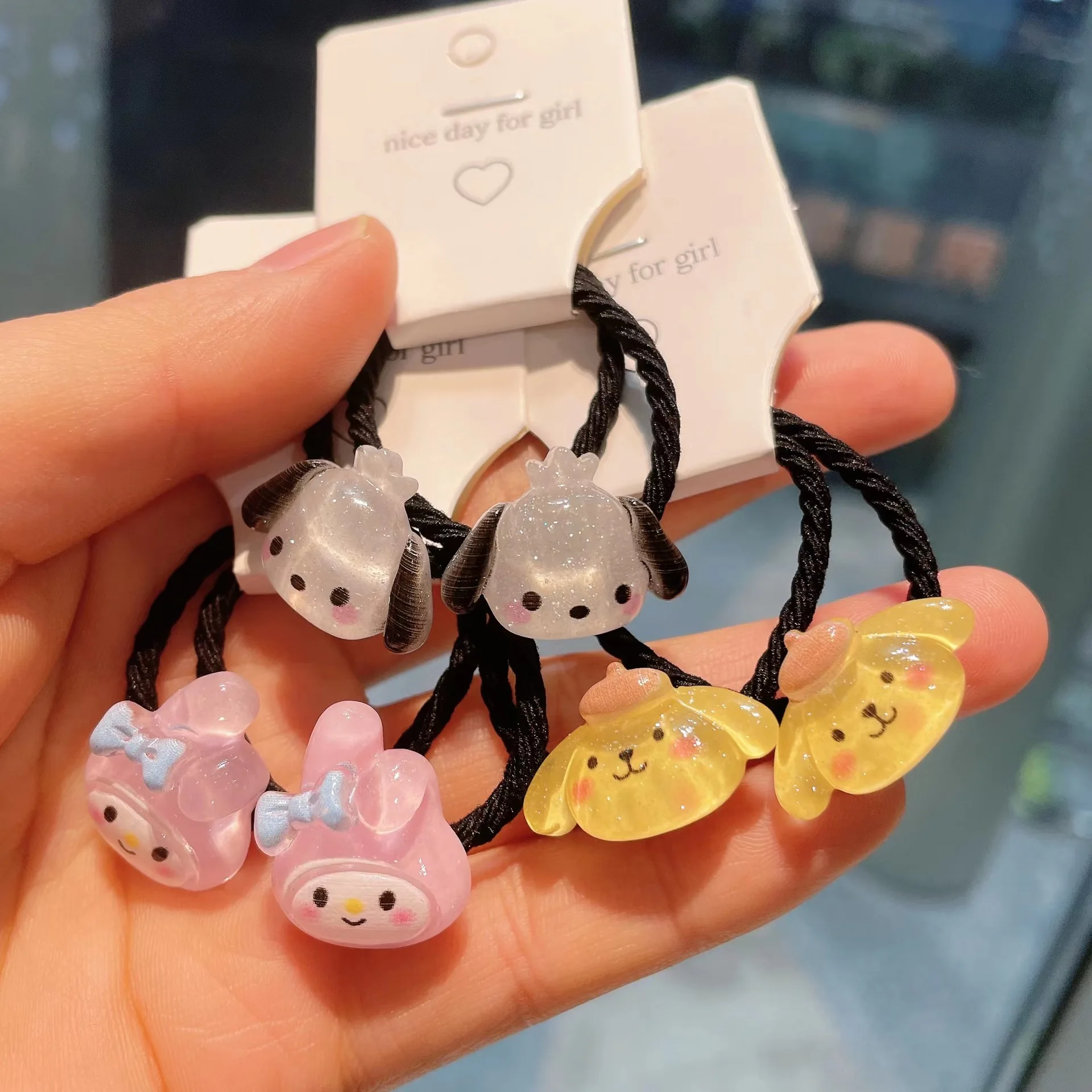 

Sanrio Kawaii Anime Hair Rope Kuromi Cinnamoroll My Melody Cartoon Rubber Band Baby Does Not Hurt Hair Elastic Hair Accessories