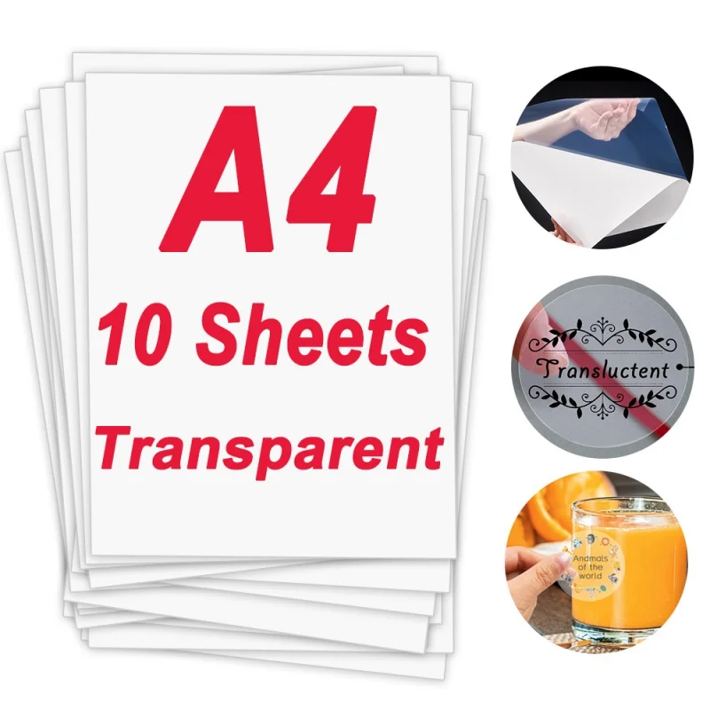 

Полупрозрачная фотобумага формата А4, 10 листов, 210*297 мм, водонепроницаемая самоклеящаяся печатная бумага для струйного принтера
