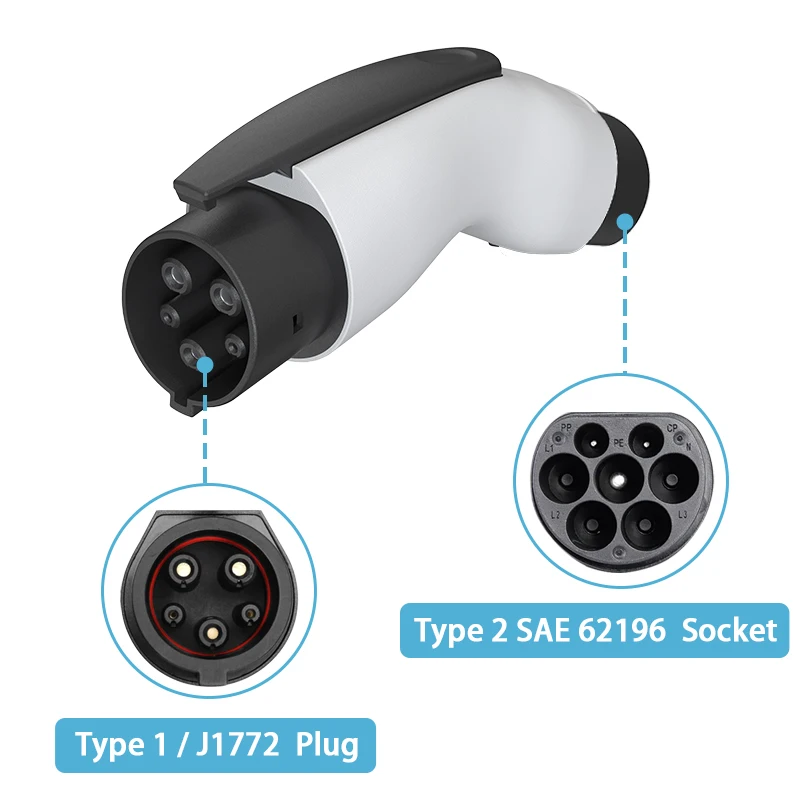 

Tesla Model 3 Accessories 2023 Type 2 To Type 1 European To American Adapter Electric Car Devices 22Kw 11Kw Charger Type 1 J1772