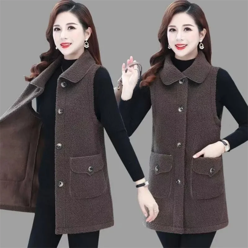 Chaleco de terciopelo de visón para mujer, chaqueta de gama alta para madre de estilo extranjero, chaleco delgado de longitud media, nueva de invierno, 2021